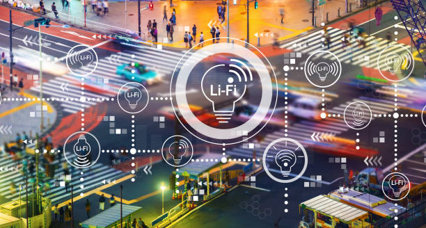 LiFi theme with city traffic intersection