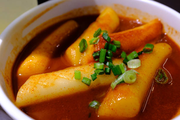 istock Korea traditional food Fried rice cake closeup view 1200850358