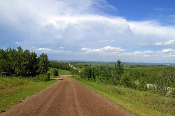 estrada da pradaria - alberta prairie farm fence - fotografias e filmes do acervo