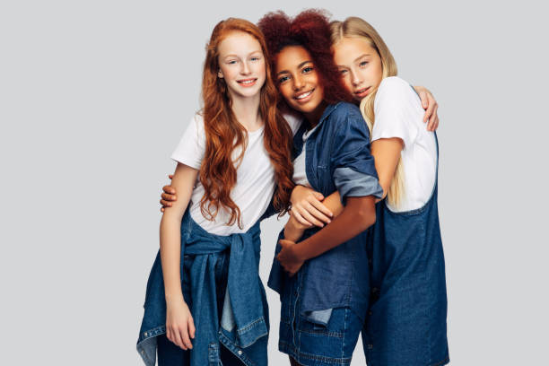 istock Three beautiful young girls standing at the studio 1200865905