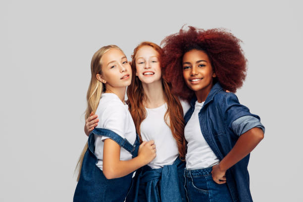 istock Three beautiful young girls standing at the studio 1200865922