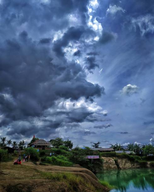 Cloudy day by the blue lake in Jakarta
