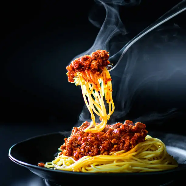 Italian spaghetti with a bolognese meat sauce.Italian food concept.
