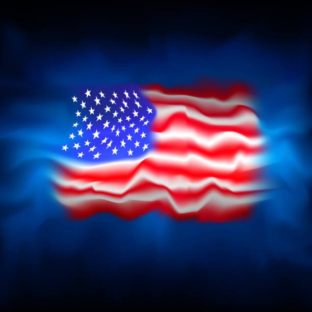 istock USA flag background. Abstract USA flag on blue sky background. National american poster. Vector grunge design. State american patriotic banner, cover 1200870928