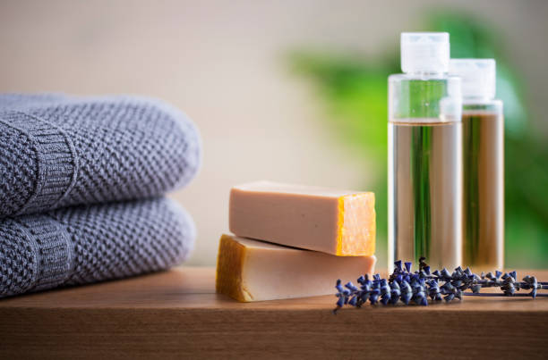 istock Organic soap and towel 1200870992