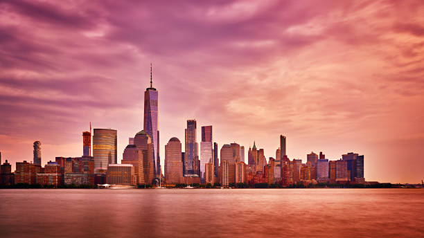istock Pink Manhattan Financial District. Skyline. Awe. Sunrise time. 1200877047