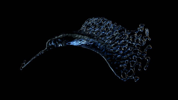 istock Water in front of black background. It forms shape by fluctuations in the air. 3D Render. 1200877073