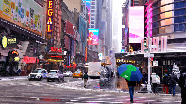 istock Winter. Times Square. City street 1200878842