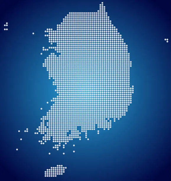 Vector illustration of The South Korea Map - Pixel