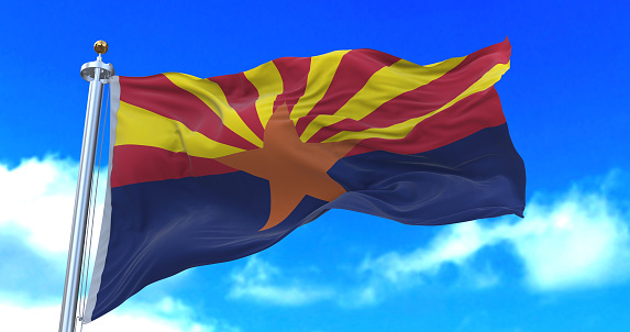 Waving beautiful Arizona state flag.