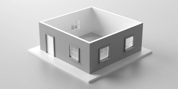 istock House model roofless isolated against white background. 3d illustration 1200889800