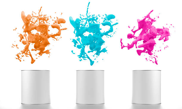 color liquid splash with paint buckets