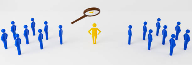 istock Looking At Colorful Pawns with magnifying. 3D rendering 1200893665