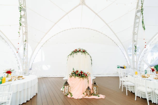 istock Beautiful flowers on table in wedding day 1200898687