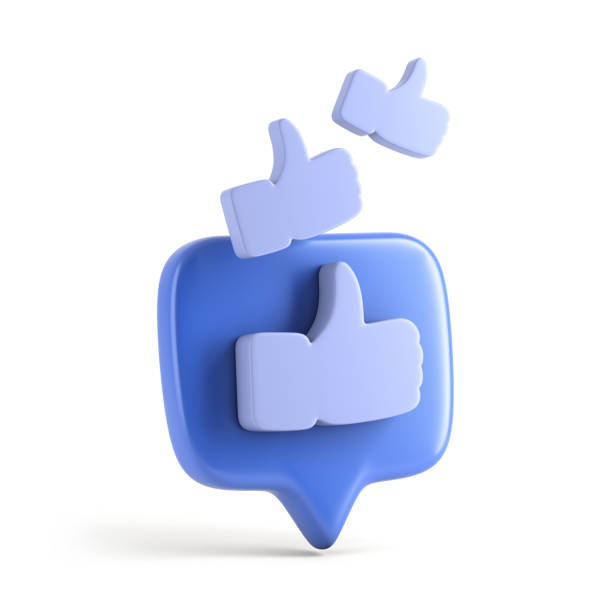 One like social media notification with thumb up icon Likes and speech bubble. 3d illustration enjoyment stock pictures, royalty-free photos & images
