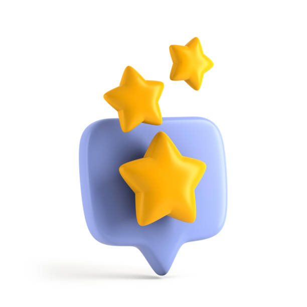 Abstract rating star like positive feedback Stars and speech bubble. 3d illustration adulation stock pictures, royalty-free photos & images