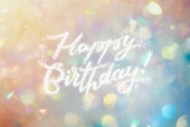 Happy Birthday Greeting Message Formed by Shiny Confetti with Colorful Background.