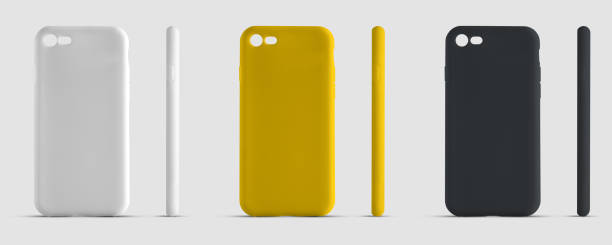 istock Template cases for a smartphone with shadows from 2 sides, on an isolated background for advertising in an online store. 1200902237