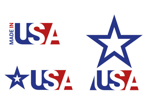 米国のロゴ、ラベル、バッジベクターセットで作られています - made in the usa usa computer icon symbol点のイラスト素材／クリップアート素材／マンガ素材／アイコン素材