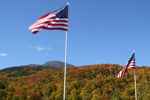American flag on the blue ridge parkway