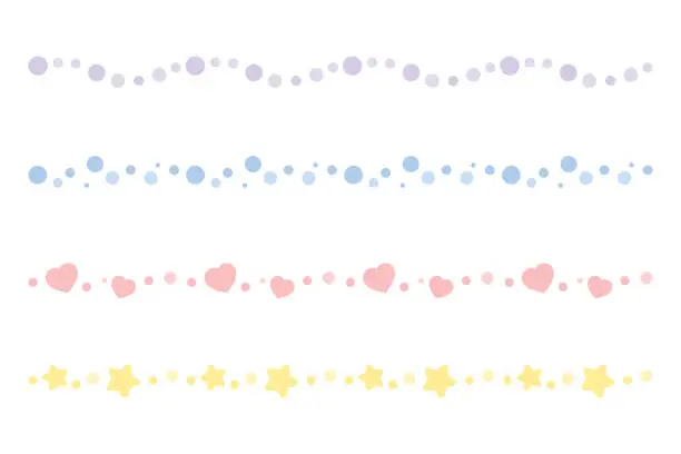 Vector illustration of Set of seamless cute pastel confetti border.