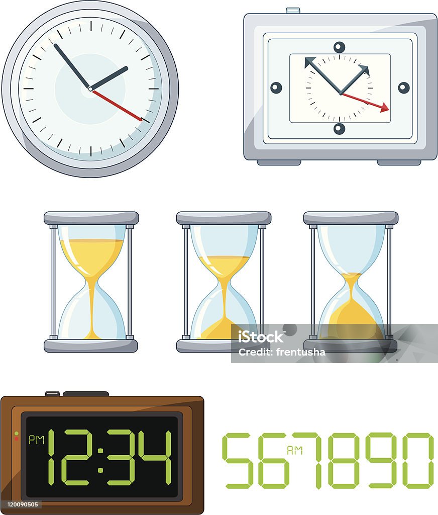 Set Of Vector Clock Stock Illustration - Download Image Now - Clock ...