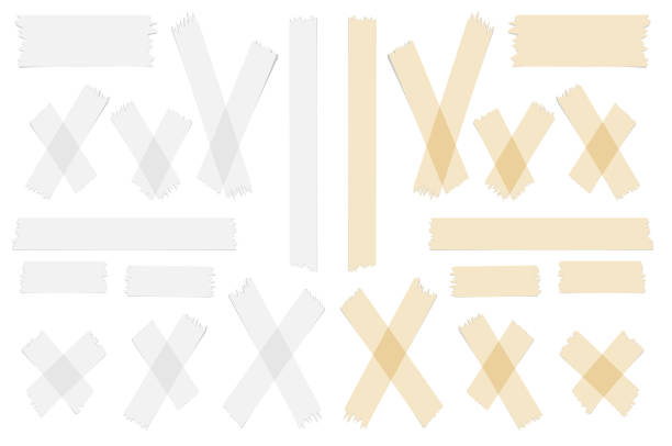 istock Set of accept or yes, cross and different size adhesive tape pieces on white background 1200909401