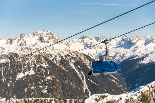 istock Ski cable lift in the Alps. Austrian Alps ski resort. 1200912285
