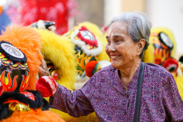 istock Chinese New Year: 18 Lion Dance Heads on Display 1200912416