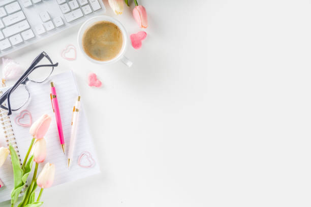 istock Spring woman office concept flatlay 1200912481