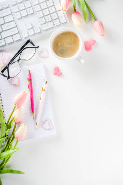 istock Spring woman office concept flatlay 1200912514