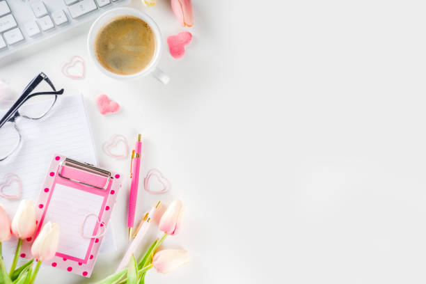 istock Spring woman office concept flatlay 1200913490