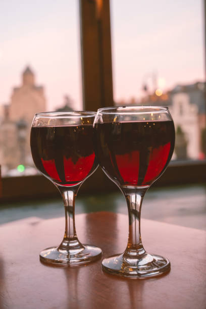 istock glass of red wine on the table in a restaurant 1200914096
