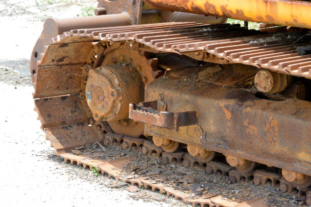 istock Details of caterpillar (Continuous track) on old bulldozer 1200914916