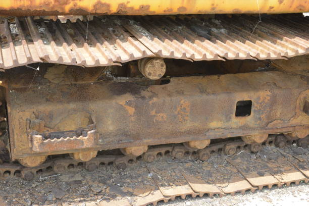 istock Details of caterpillar (Continuous track) on old bulldozer 1200914921