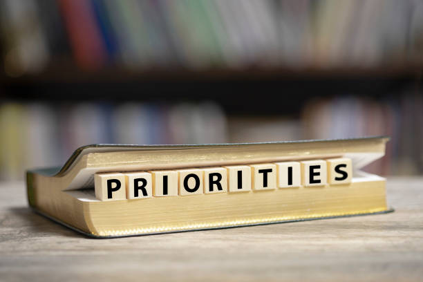 istock Book on desk with Priorities word 1200918336