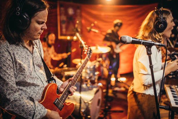 istock Music band performing on stage 1200918369