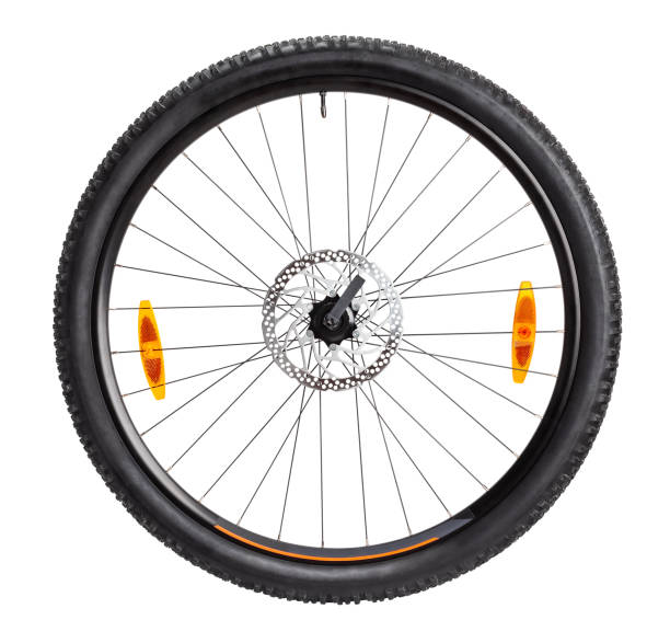 ruota anteriore bici - bicycle wheel tire spoke foto e immagini stock