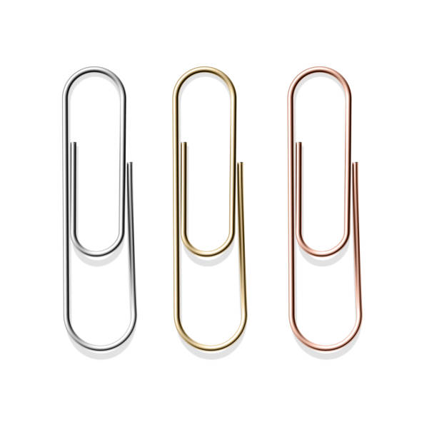 istock Realistic metal paper clips gold steel and bronze. 1200920621