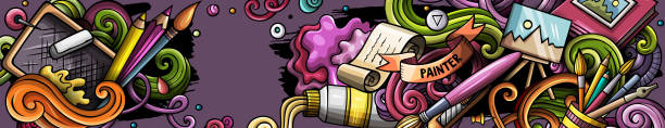 istock Artist hand drawn doodle banner. Cartoon detailed illustrations. 1200924739