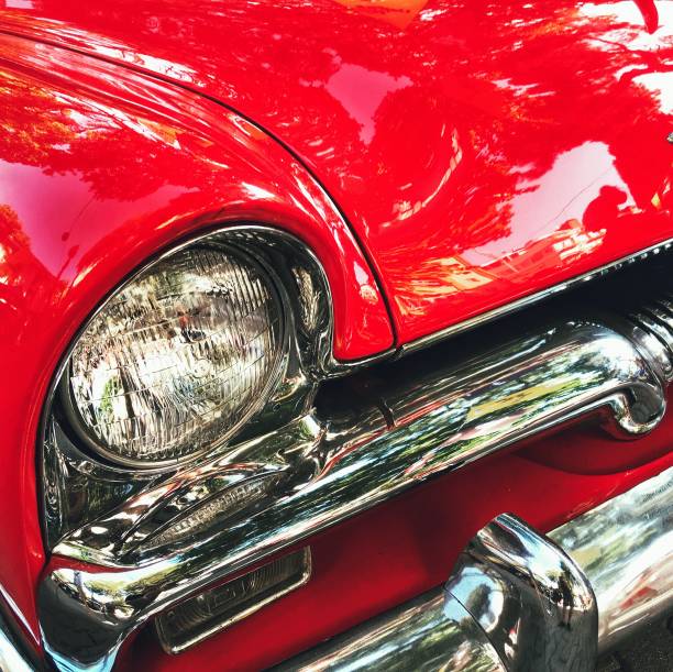 istock front view of an old red classical car and bumper 1200928952
