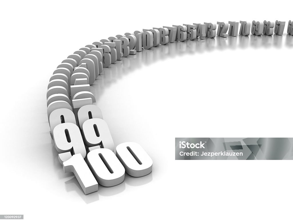 Numbers countdown Numbers falling i a row, domino effect. Number 100 Stock Photo