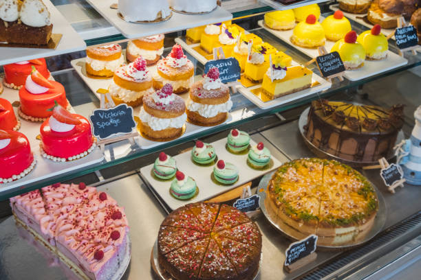 istock Cafe display of artisan cakes and tarts 1200930586