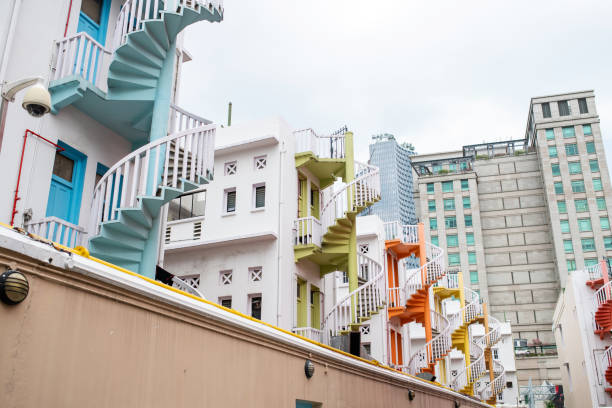 Colorful spiral stairs, Singapore