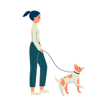 Ilustración de Mujer De Dibujos Animados Paseando A Su Perro Aislado Sobre Fondo Blanco y más Vectores Libres de Derechos de Andar - iStock Ilustración de Mujer De Dibujos Animados Paseando A Su Perro Aislado Sobre Fondo Blanco y más Vectores Libres de Derechos de Andar - iStock