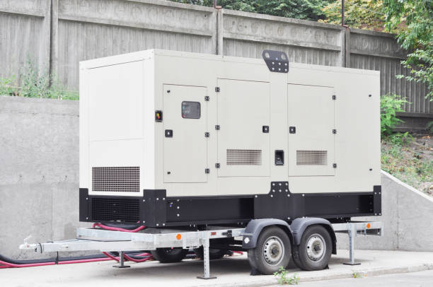 backup generator on the trailer. mobile backup generator .standby generator - outdoors power equipment - gerador imagens e fotografias de stock