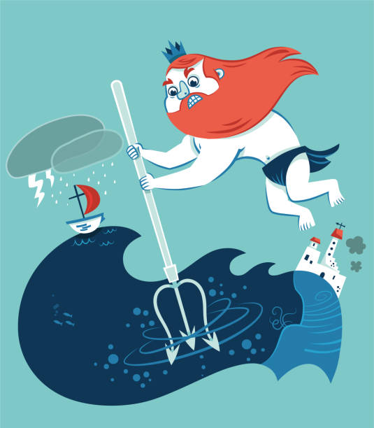 Poseidon’s Wrath. Poseidon’s Wrath. Vector Illustration of a Greek God. greek god poseidon backgrounds stock illustrations