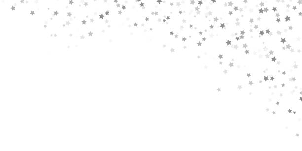 confetti stars background for christmas time EPS 10 vector file showing falling confetti snow stars upper right corner background for christmas time colored silver for xmas and new year concepts sterne stock illustrations