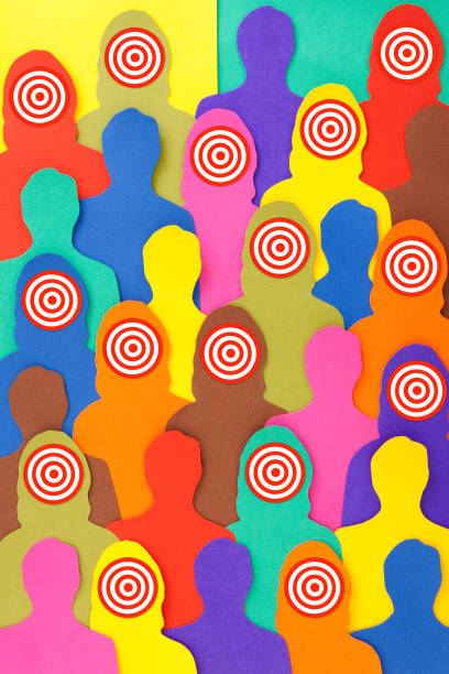 целевые для женщин - large group of people standing out from the crowd innovation crowd stock illustrations