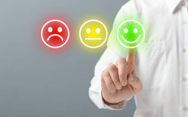 istock Happy Businessman showing his feedback with Excellent Smiley Face 1200940177